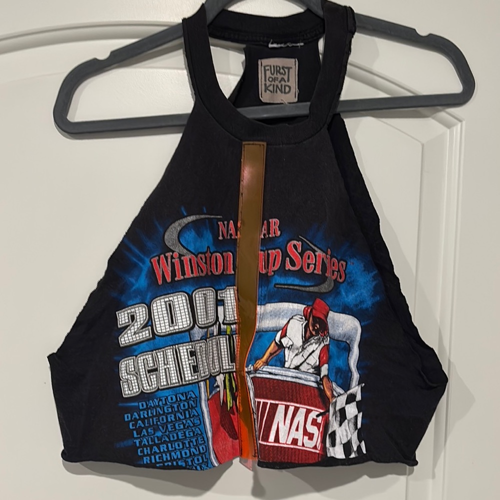 LF Black and Blue Graphic Crop Top